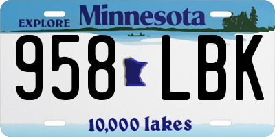 MN license plate 958LBK