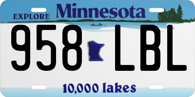 MN license plate 958LBL