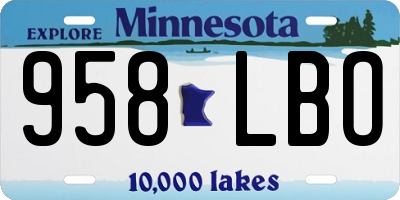 MN license plate 958LBO
