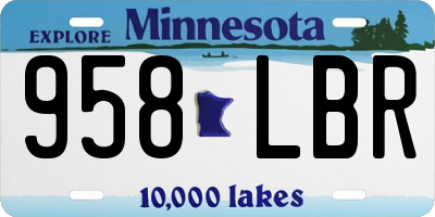 MN license plate 958LBR