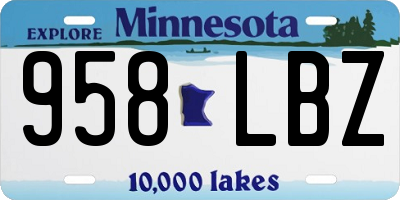 MN license plate 958LBZ
