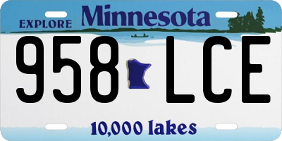 MN license plate 958LCE