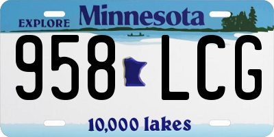 MN license plate 958LCG