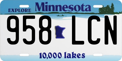 MN license plate 958LCN