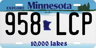 MN license plate 958LCP