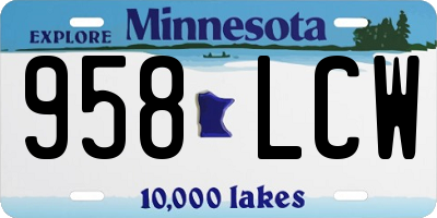MN license plate 958LCW