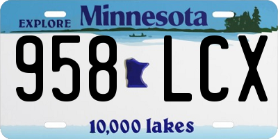 MN license plate 958LCX