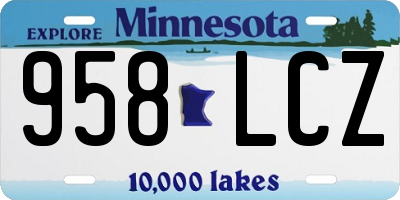 MN license plate 958LCZ