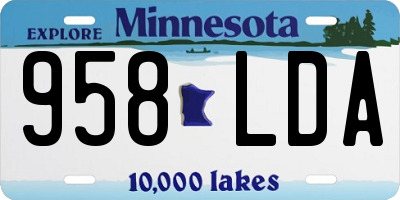 MN license plate 958LDA