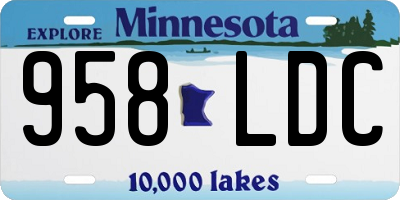 MN license plate 958LDC