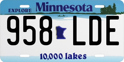 MN license plate 958LDE