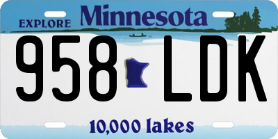 MN license plate 958LDK