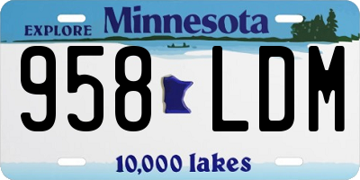 MN license plate 958LDM