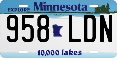 MN license plate 958LDN