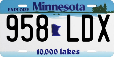 MN license plate 958LDX