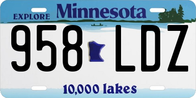 MN license plate 958LDZ