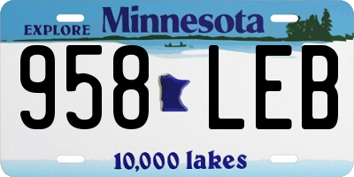 MN license plate 958LEB