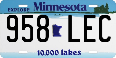 MN license plate 958LEC