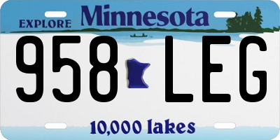 MN license plate 958LEG
