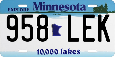 MN license plate 958LEK