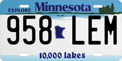 MN license plate 958LEM