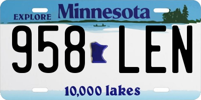MN license plate 958LEN