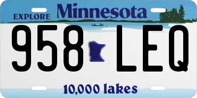 MN license plate 958LEQ