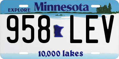 MN license plate 958LEV