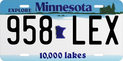 MN license plate 958LEX