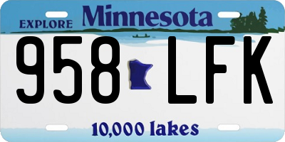 MN license plate 958LFK
