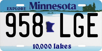 MN license plate 958LGE