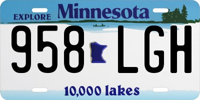 MN license plate 958LGH