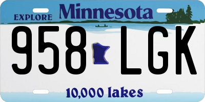 MN license plate 958LGK