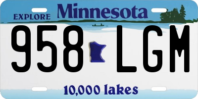 MN license plate 958LGM