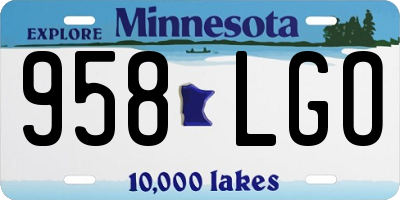 MN license plate 958LGO