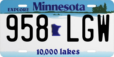 MN license plate 958LGW