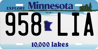 MN license plate 958LIA