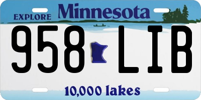 MN license plate 958LIB