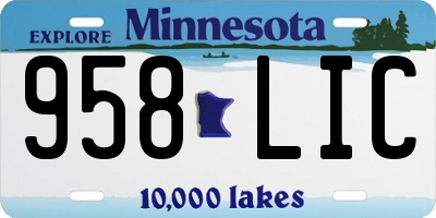 MN license plate 958LIC