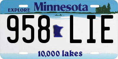 MN license plate 958LIE