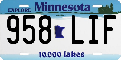 MN license plate 958LIF