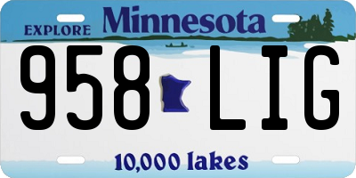 MN license plate 958LIG