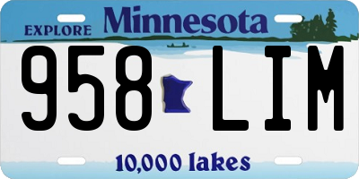 MN license plate 958LIM