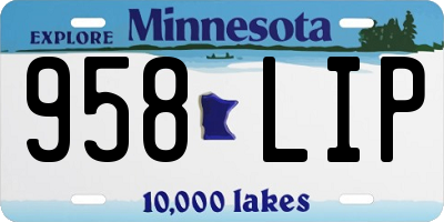 MN license plate 958LIP