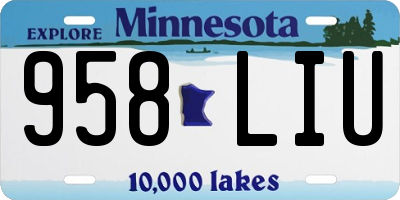 MN license plate 958LIU