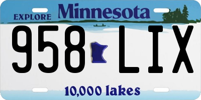 MN license plate 958LIX