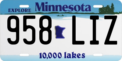 MN license plate 958LIZ