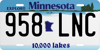 MN license plate 958LNC