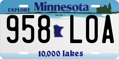 MN license plate 958LOA