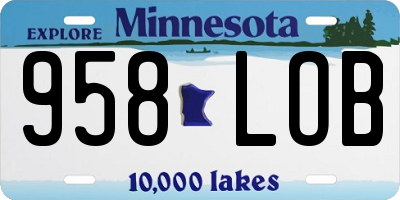 MN license plate 958LOB